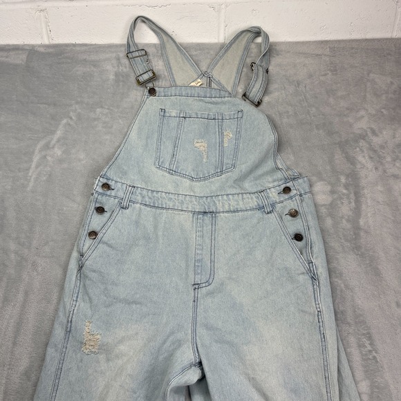 NWT Aaron & Amber Overalls Womens XL Blue Denim Flared Leg Adjustable Straps - Picture 9 of 10